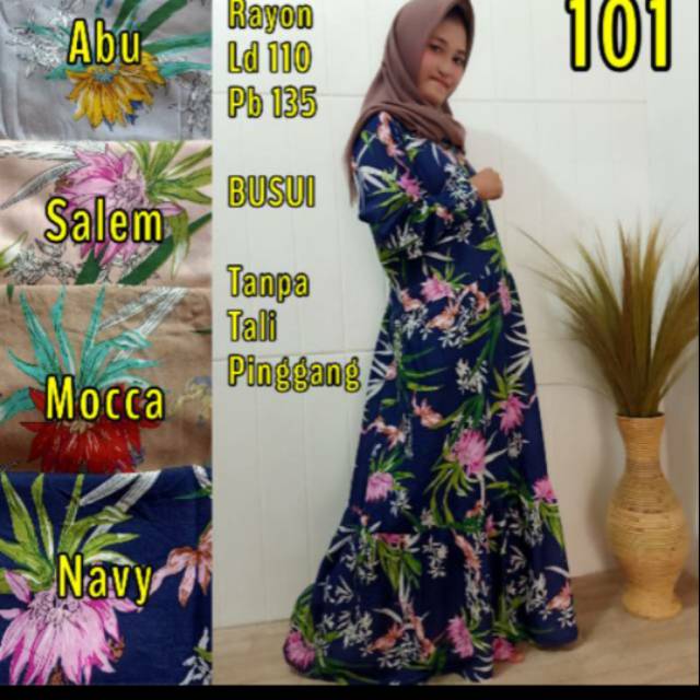 Gamis rayon motif daun