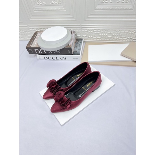 sepatu flat shoes wanita terbaru kekinian pesta LOUISDEAR sepatu flat heel 2 cm bahan satin B46