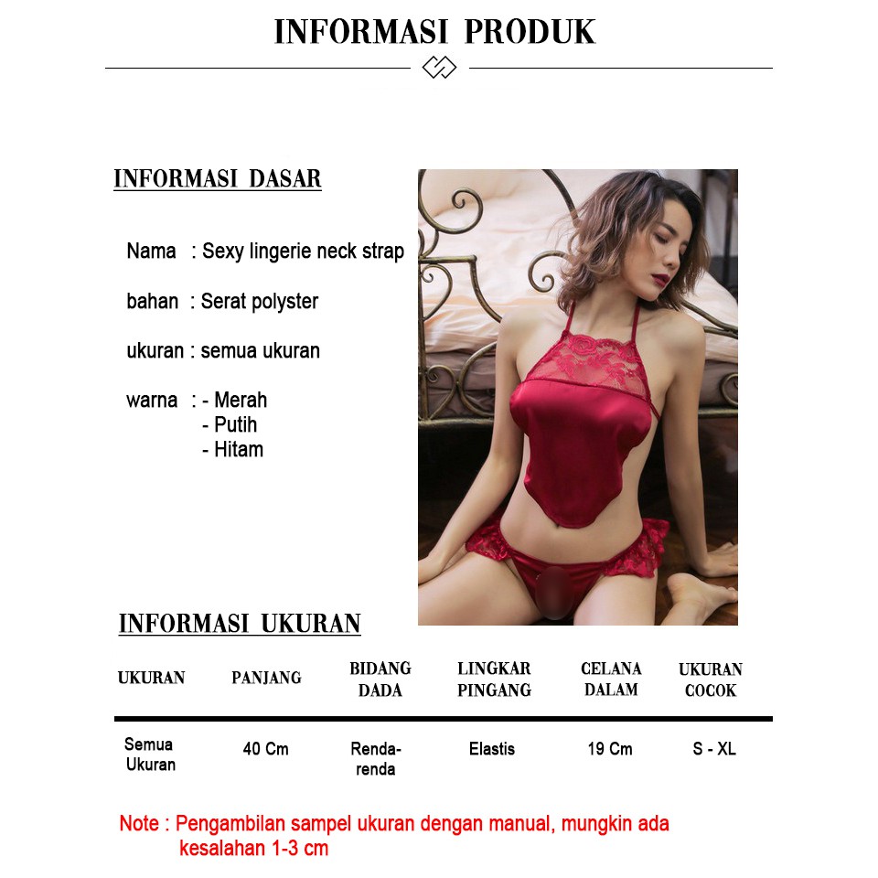 Set Lingerie dan Gstring seksi model neck strap