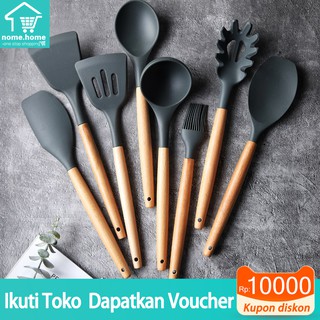 Tahan Panas Sendok Spatula dengan Bahan Silikon dan Gagang