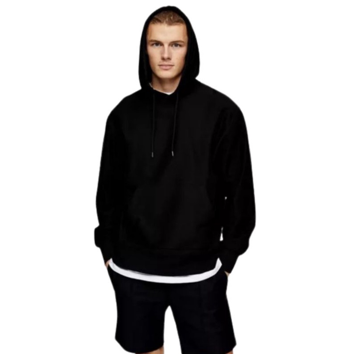 SWEATER HOODIE POLOS TEBAL | UNISEX BASIC SWEATER POLOS PRIA WANITA (HITAM) KATUN PREMIUM