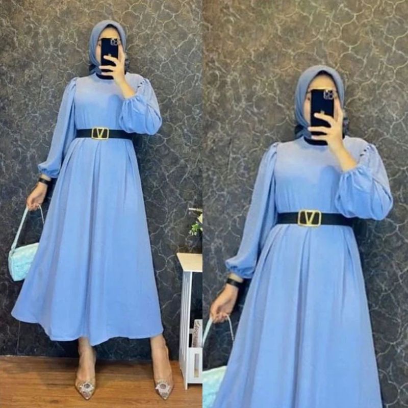 [ free belt ] DEWI DRESS CAMILA MIDI DRESS VIRAL DRESS MUSLIMAH KEKINIAN