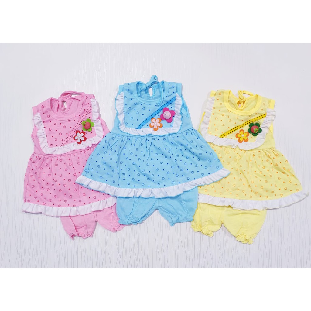 setelan dress baby usia 0-12 bulan pakaian anak perempuan