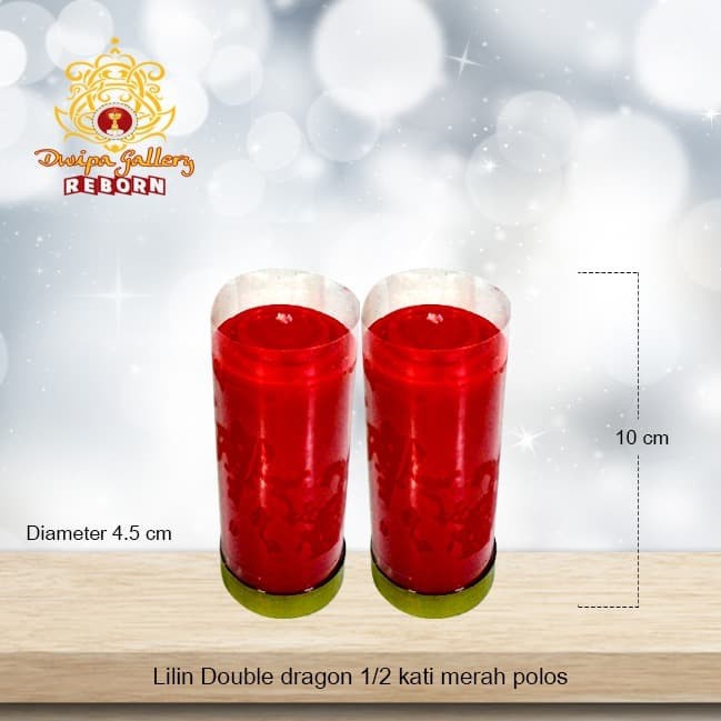 Lilin/Candle Puja Sembahyang Double Dragon 1/2 Kati Merah Polos