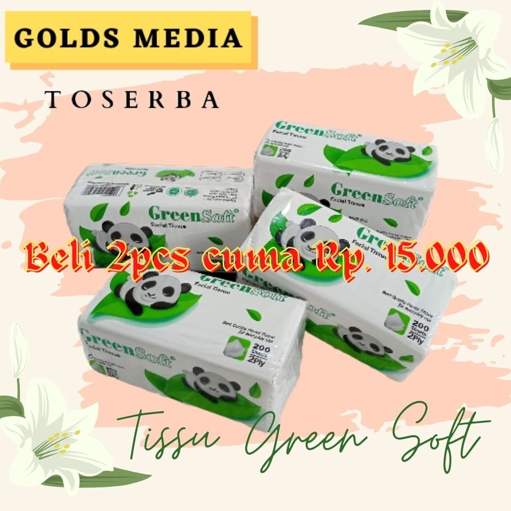 Tissue Green 200 Sheet 2ply Tissu Green Soft 200 sheet Tisu Green Soft Panda Isi 200 Sheets Facial T