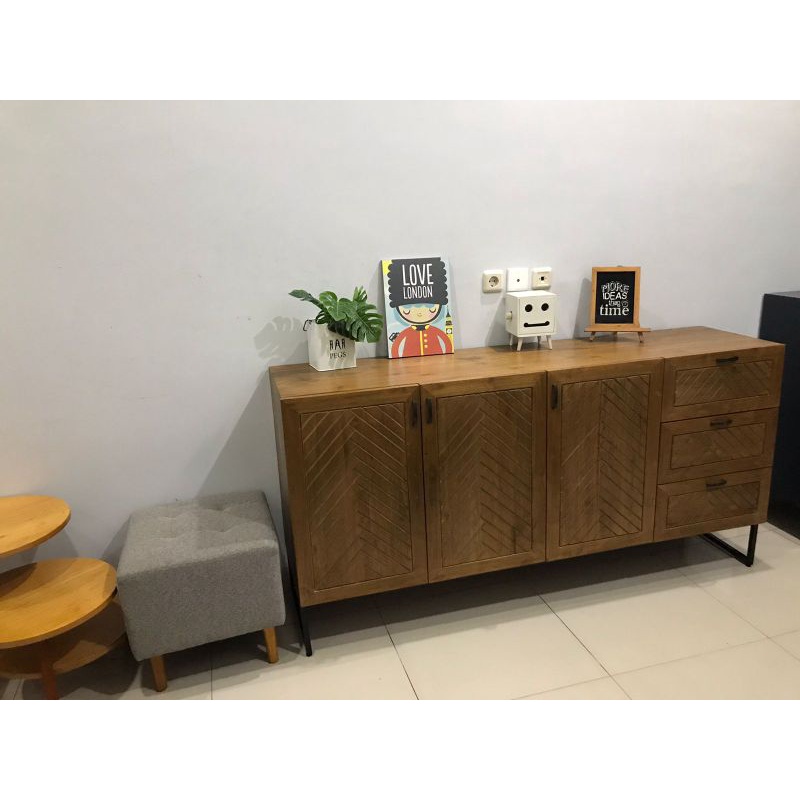 CABINET JATI INDUSTRIAL MEJA LACI (meja tv meja console antique cabinet industrial)