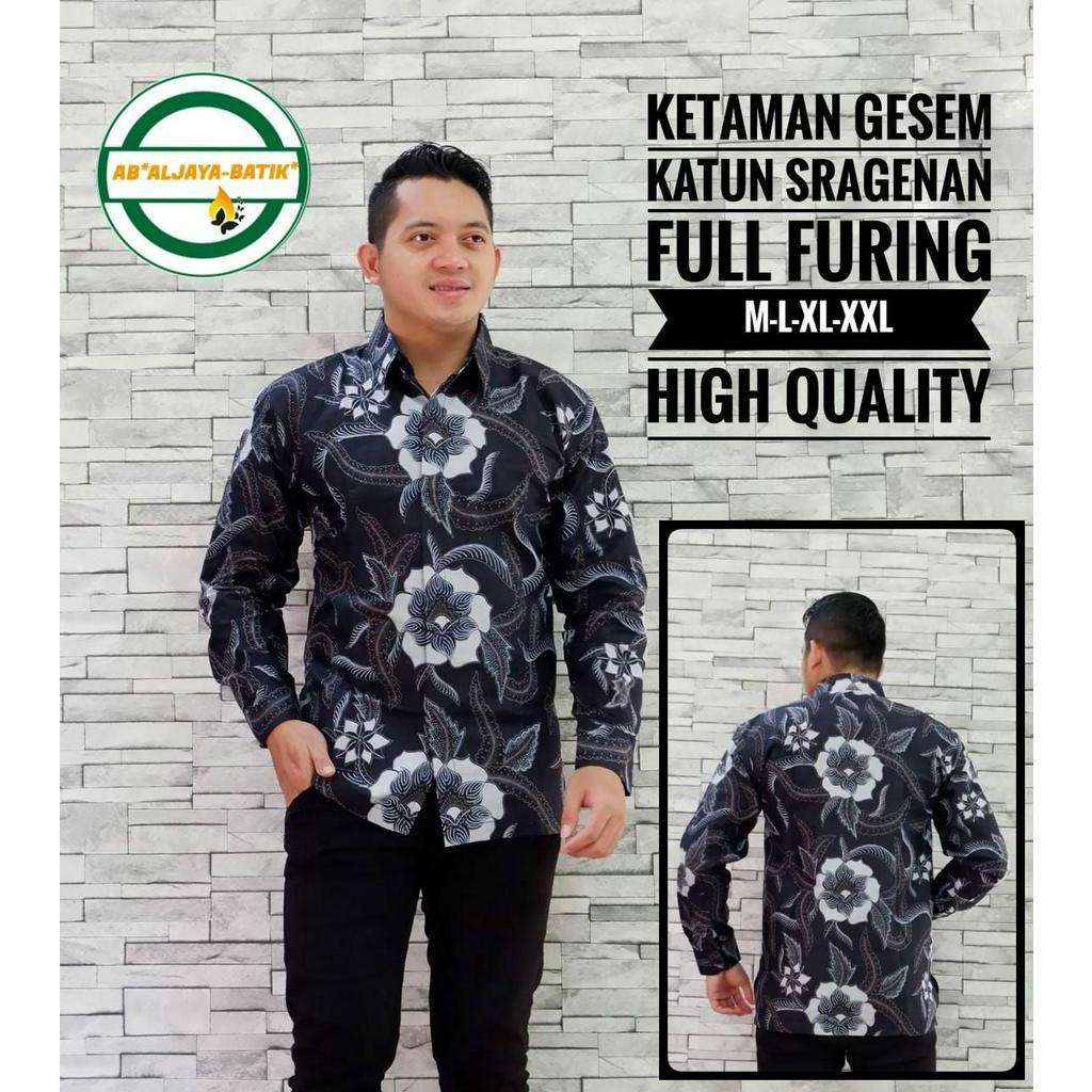 Kemeja Batik Warna Hitam Terbaru Batik Pria Lapis Furing KETAMAN GESAM Baju Batik Pria Terbaru