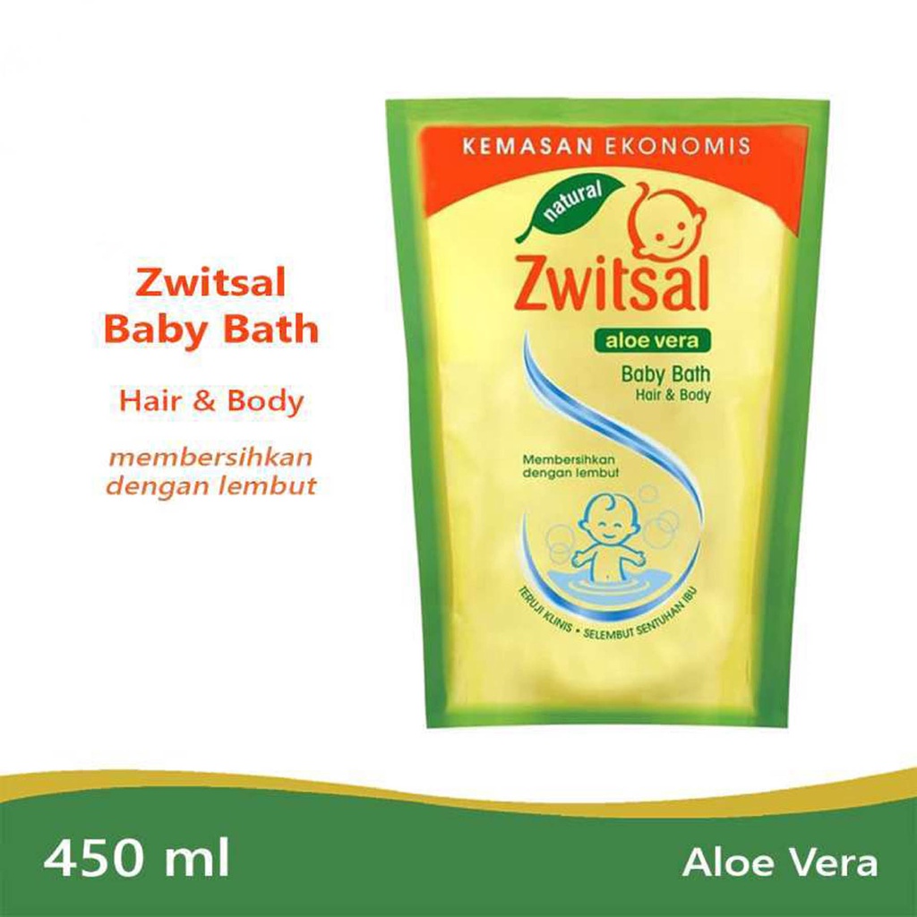 Sabun Zwitsal Baby Bath Hair &amp; Body Aloe Vera 450ml - Zwitsal Baby Bath 2 In 1 Hair &amp; Body Natural 45