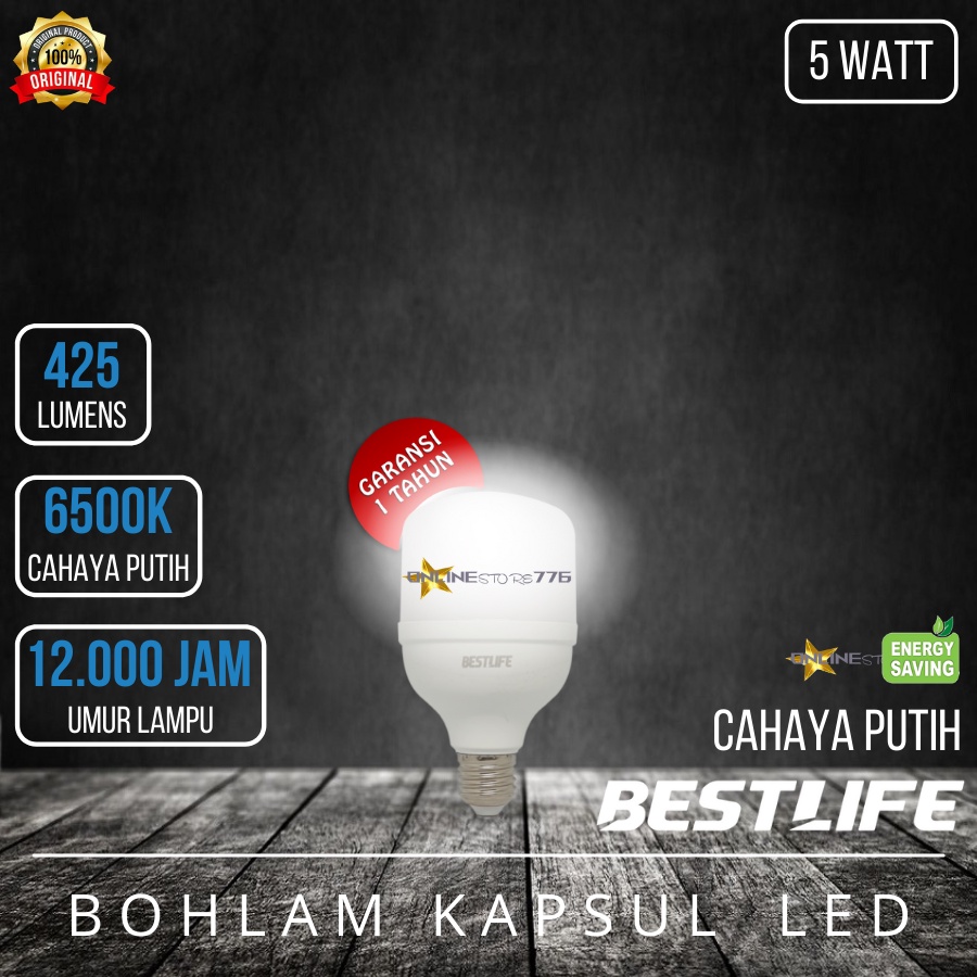BOHLAM LED BESTLIFE 5WATT / LAMPU LED BESTLIFE TBULB CAPSULE 5W / BOHLAM LAMPU LED 5W / CAHAYA PUTIH / GARANSI 1 TAHUN