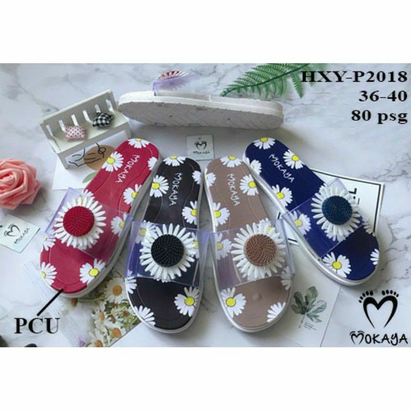 SANDAL JELLY TRANSPARAN MOTIF BUNGA