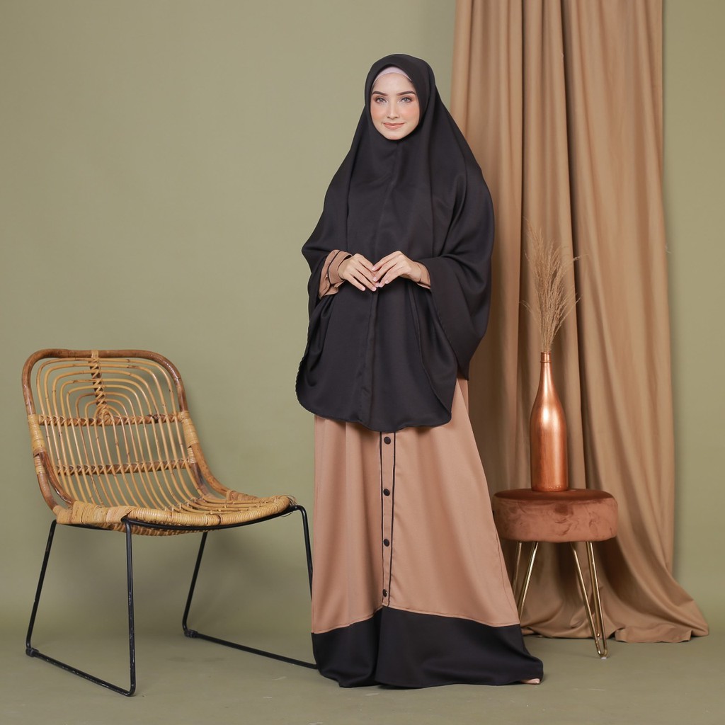 Setelan Gamis Syari Anisa dan Khimar Brown / Setelan Gamis Khimar / Gamis Syari Khimar Syari