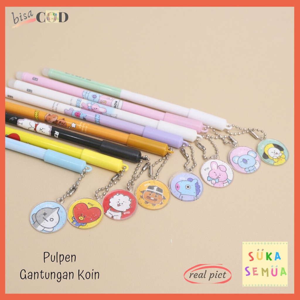 

Pulpen Koin BT // Bolpen Pen GelPen Pena Gel Jeli Jely Jelly Gantungan Rantai Coin Bulat