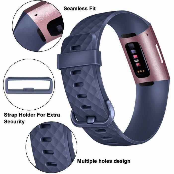 Tali Jam Silicone Strap Band Diamond Pattern for Fitbit Charge 3 -Abu