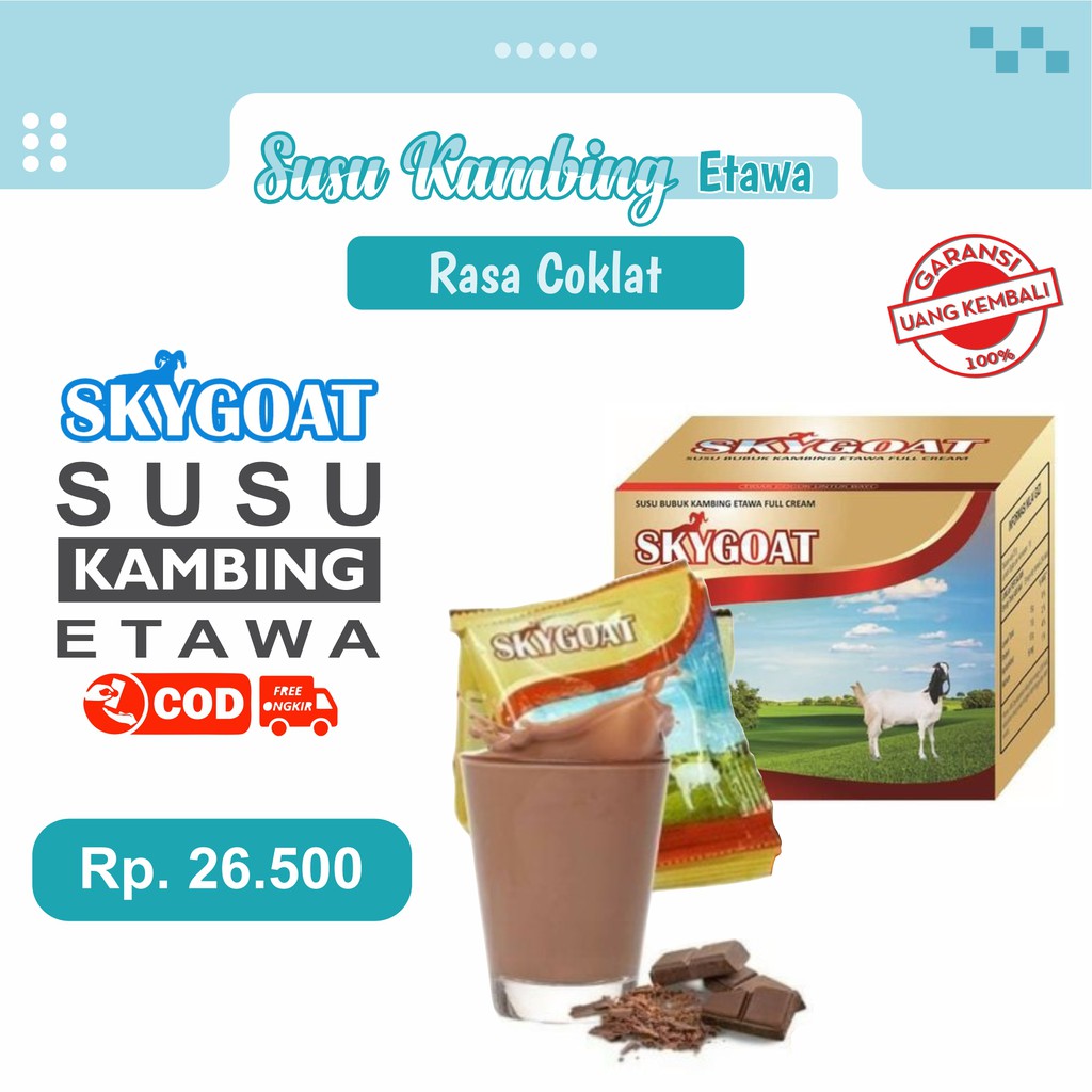 

Susu Kambing Etawa SKYGOAT Rasa Coklat Susu Bubuk 1 Box Isi 10 Sachet