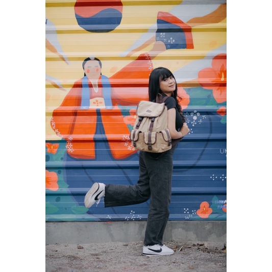 Ransel Canvas GH.Bag Original Tas Punggung Wanita Kuliah Kerja Tas Laptop Up To 14 Inch
