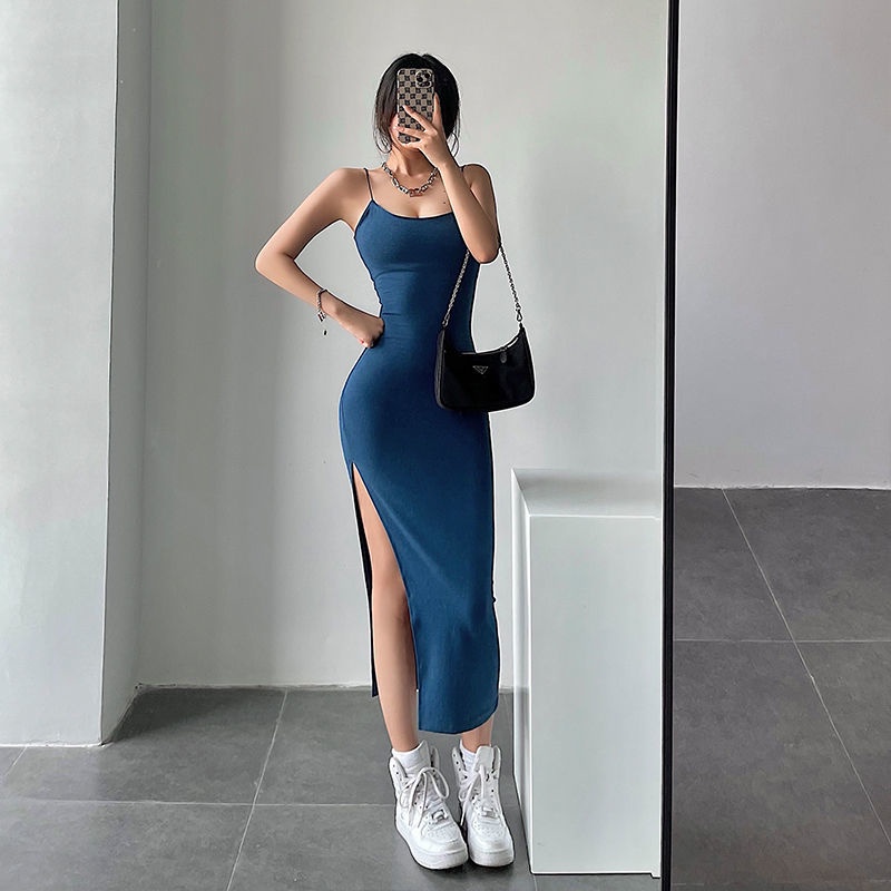 Suhao Gadis Eropa dan Amerika Sexy Slim Spice Tinggi Slip Panjang Tas Pinggang Gaun Elastis