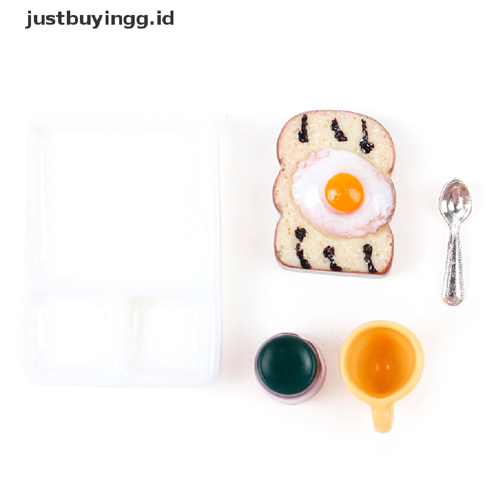 Justbuyingg.Id Mainan Miniatur Roti Panggang / Selai / Sendok / Piring / Gelas Untuk Aksesoris Dapur Rumah Boneka