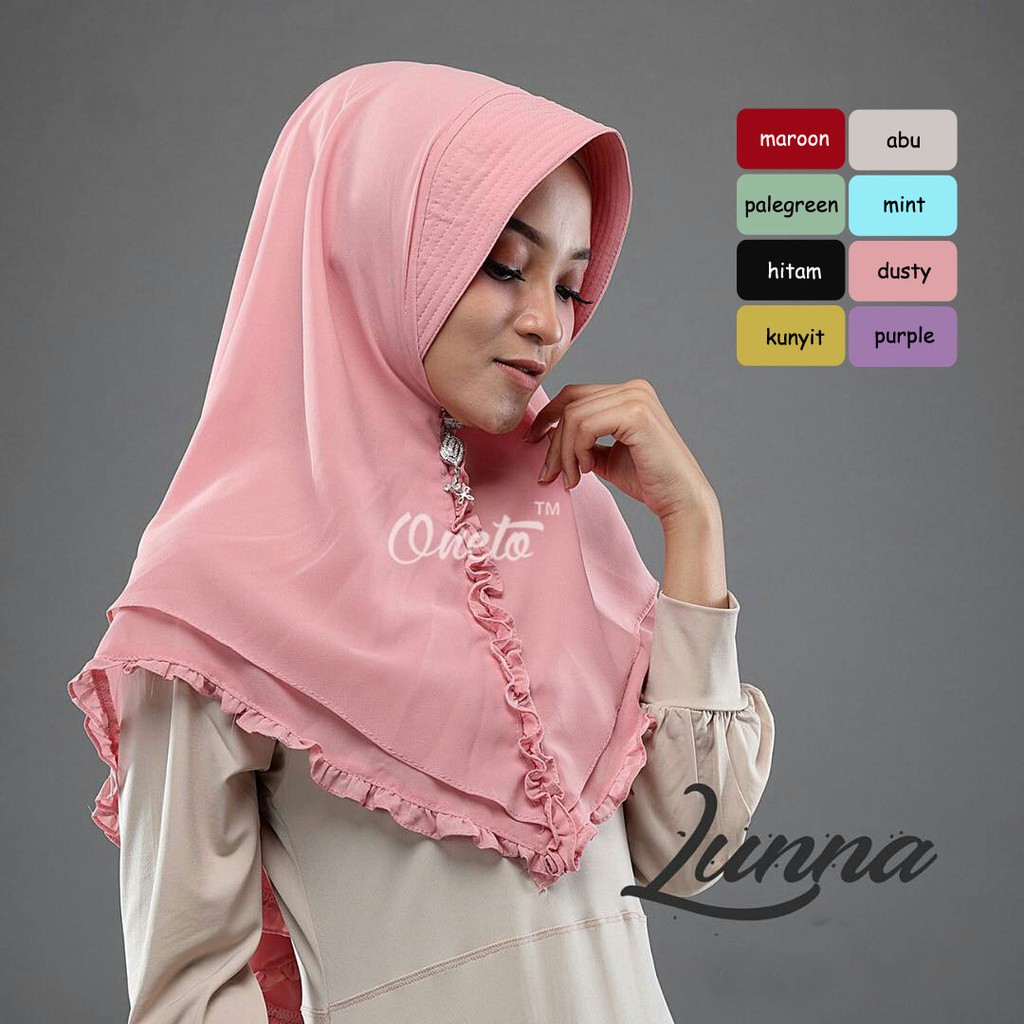 HIJAB LUNNA DUA LAYER / Khimar Syari / Pet Antem