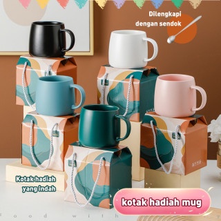 Warna Glasir Mug Keramik,Cangkir Air Merah Hadiah set Kotak Hadiah Cangkir Keramik