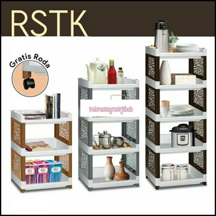 Rak Serbaguna Susun 5 Rak Buku / Rak Plastik Besar 5 Susun Gratis Roda