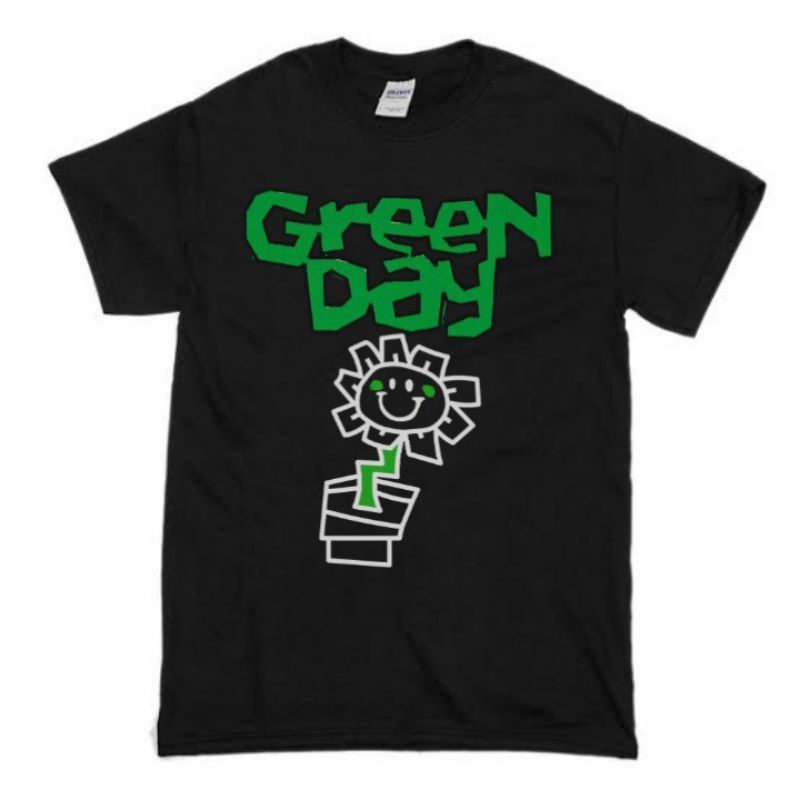 T-shirt | Oversize | KAOS BAND Green Day - Flower Pot | HITAM/PUTIH | KAOS PRIA WANITA | BAJU RAP TE