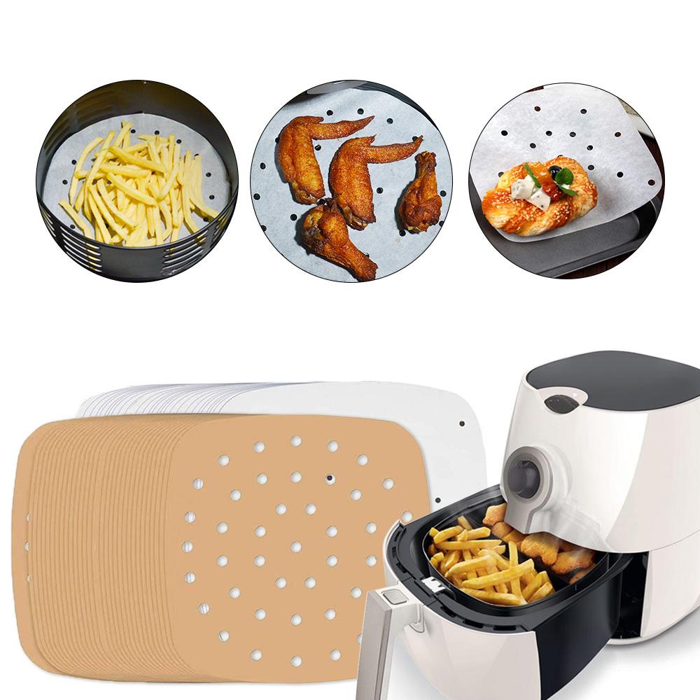 Top 100pcs Air Fryer Liners Tahan Panas Baking &amp; Pastry Tools Cookies Berlubang Alas Kukus Anti Lengket