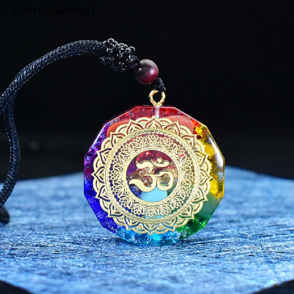 (AdornmentNo1) Orgonite Kalung Rantai Dengan Liontin Simbol Chakra Untuk Wanita