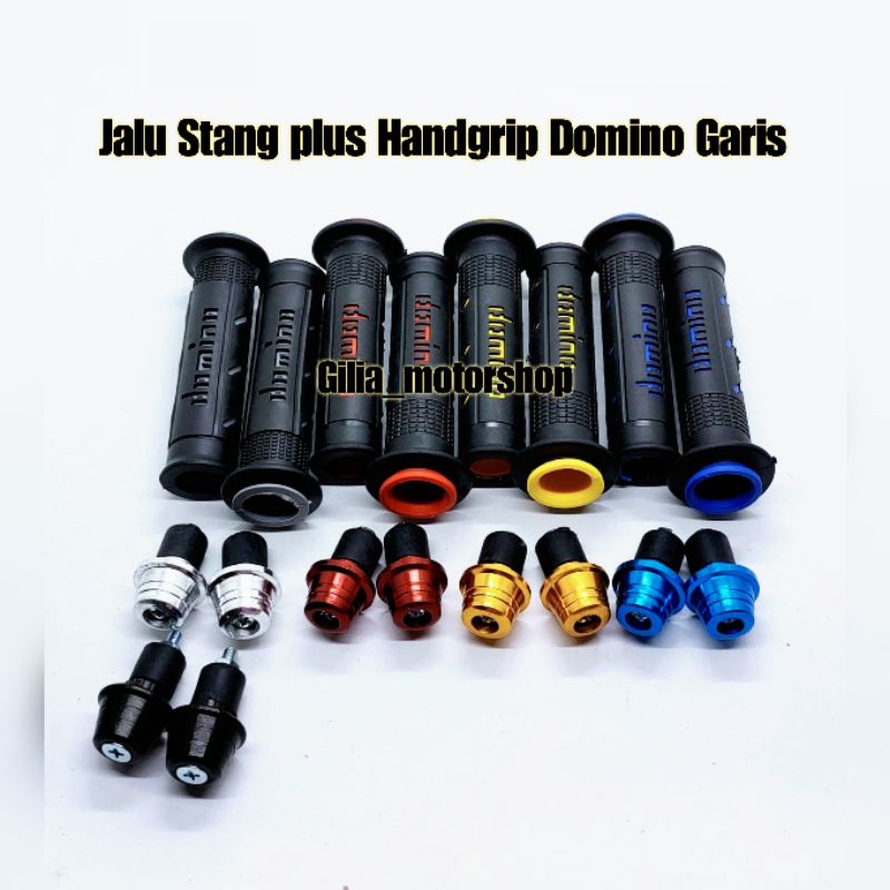 Handgrip garis Domino Plus Jalu stang Cnc Universal grip karet garis Domino plus Jalu stang