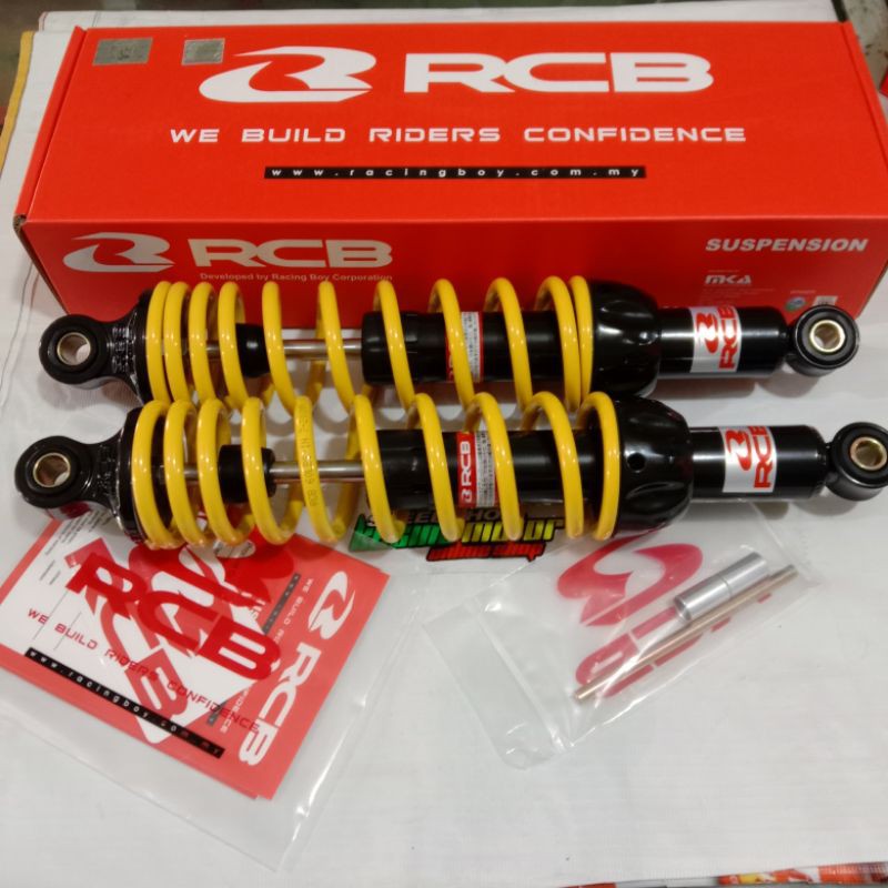 SHOCK BELAKANG MEREK RCB TYPE S2 SERIES NON TABUNG UKURAN TINGGI 335MM WARNA PER KUNING SUPRA X SUPR
