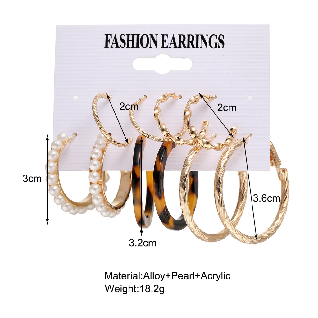 AY(CN) Korean Pearl Resin Hoop Earrings Fashion Gold Butterfly Drop Earring Set Women Jewelry Accessories