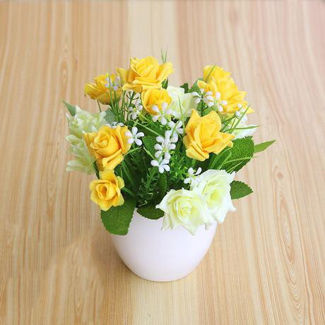 COD BUNGA PLASTIK BUNGA PAJANGAN IMITASI BUNGA ARTIFISIAL BUNGA MAWAR KOREA TANAMAN HIAS BP8839-KUNING