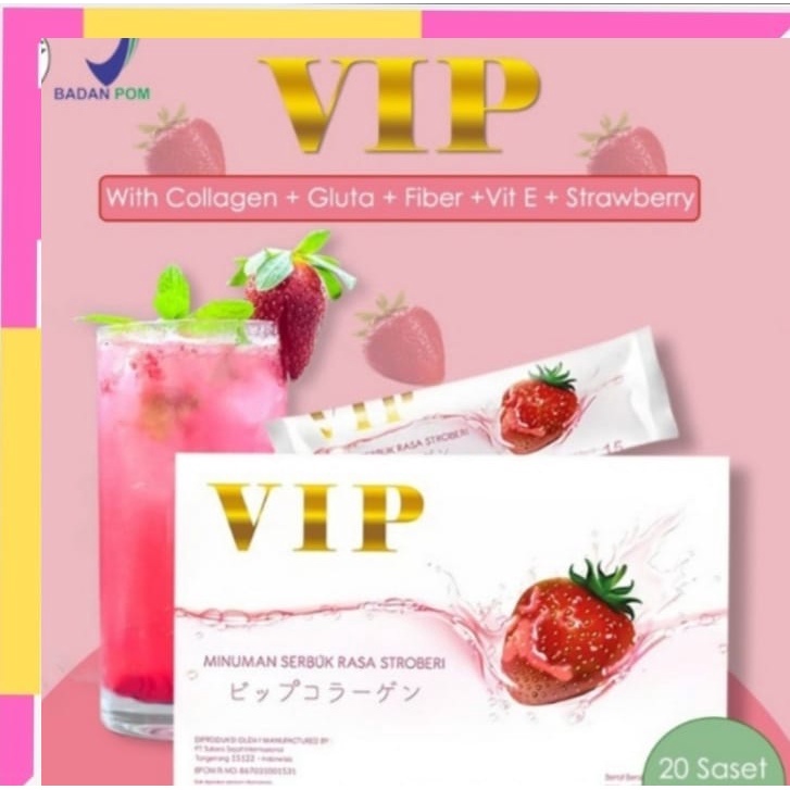 

Minuman Colagen Kolagen Beauty Drink Kecantikan Pemutih Kulit VIP Collagen Bpom