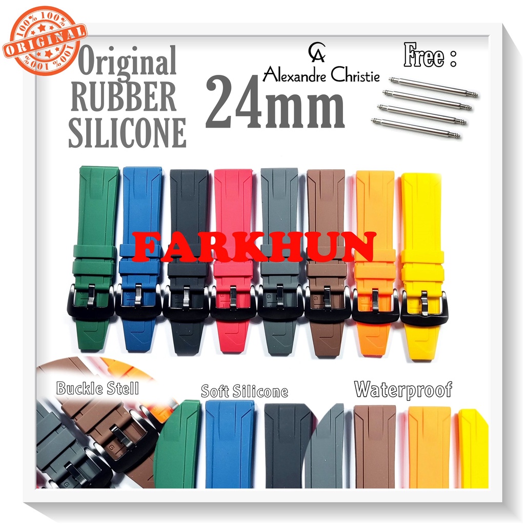 TERBAIK STRAP RUBBER ORIGINAL AC EXPEDITION 24 MM FREE PEN BAND KARET TALI JAM TANGAN KALEP IMPOR 2,