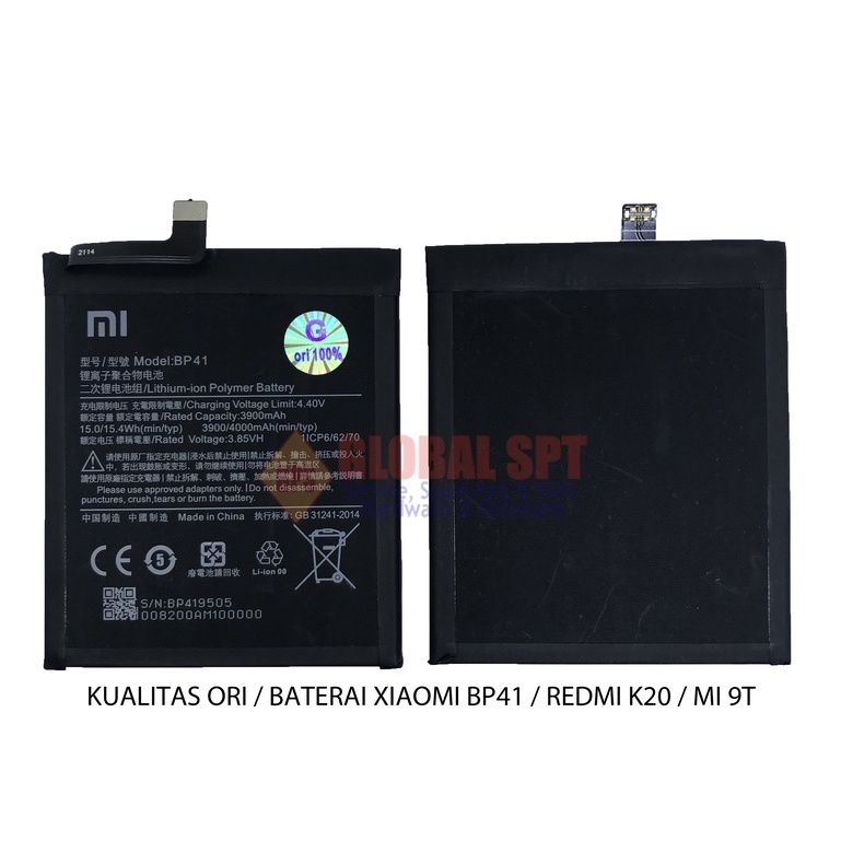 KUALITAS ORI / BATERAI XIAOMI BP41 / BATRE REDMI K20 / BATERE MI 9T