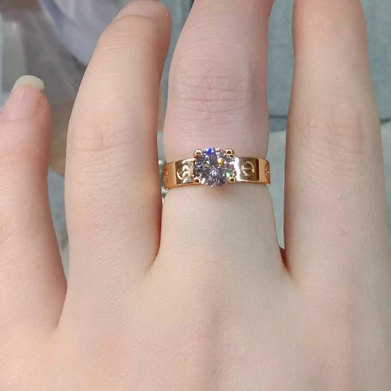 (Anti Karat) Cincin CTR Mata Satu Lapis Emas