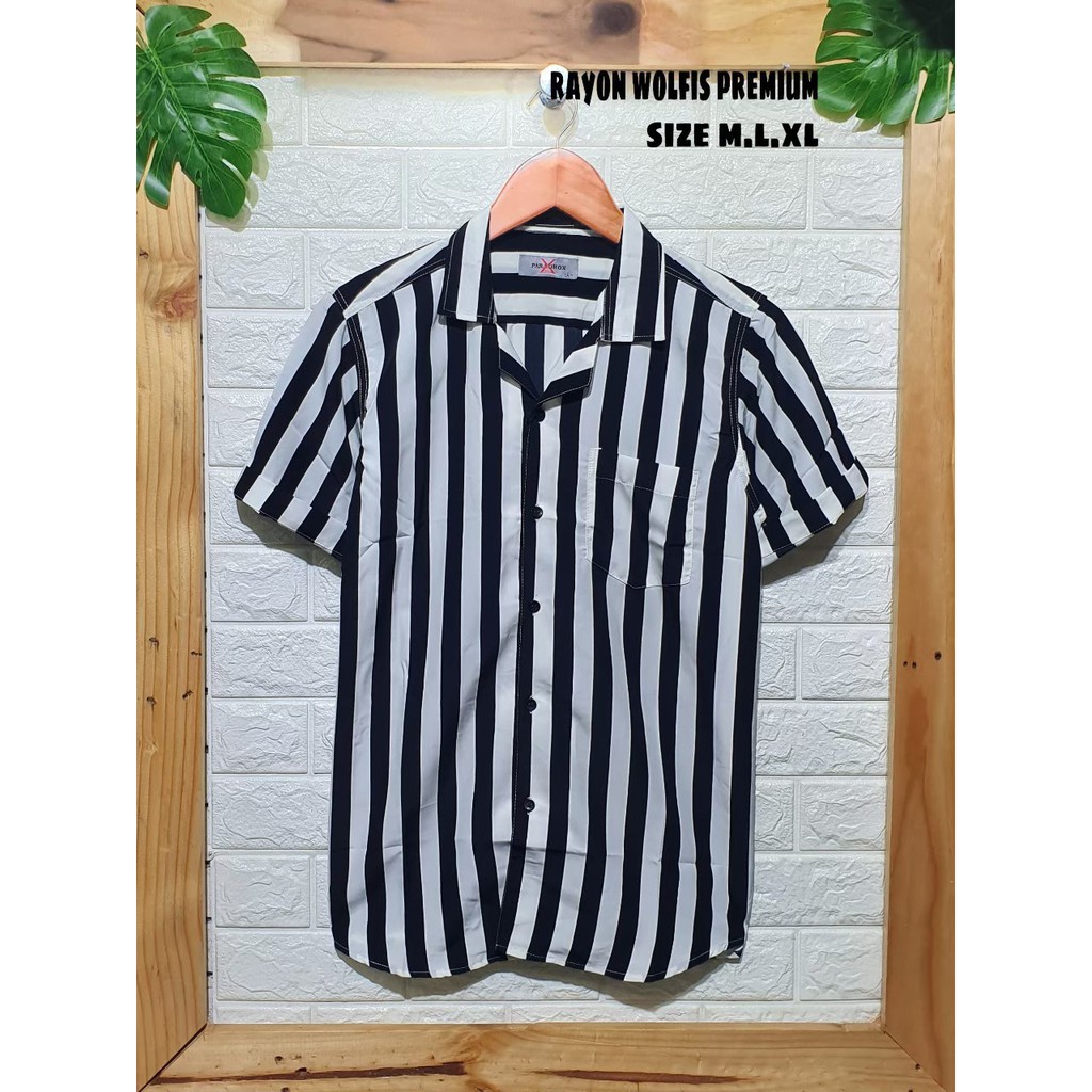 KEMEJA SALUR PRIA KEMEJA MOTIF GARIS PRIA DAN WANITA UNISEX GARIS KEMEJA INDIE [COD]