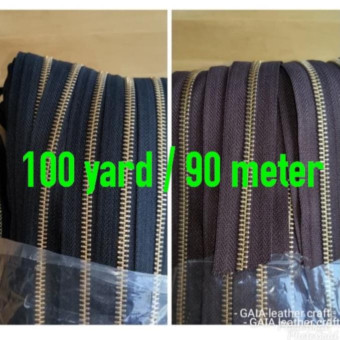 ACC TAS WANITA YKK zipper ritsleting resleting besi no 5 dua arah - gold 100 yard