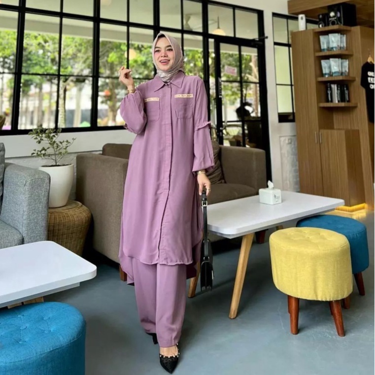 Kanaya set - tunik set / tunik setelan celana terbaru / tunik setelan / tunik setelan celana terbaru dress muslim / atasan tunik wanita / tunik wanita / tunik terbaru / one set kemeja dan celana / one set celana kulot / setelan kulot wanita kekinian / set