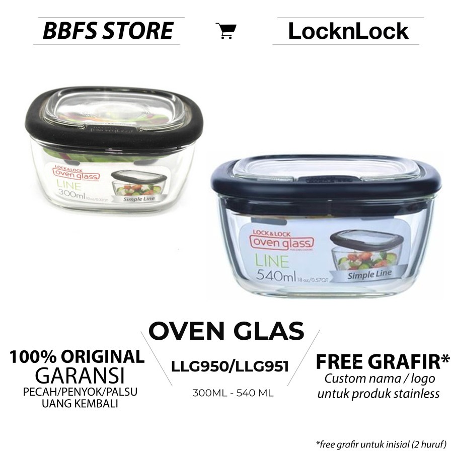 Lock n Lock Oven Glass Line 850ml / Lock&amp;Lock Pyrex kaca wadah makanan tahan panas