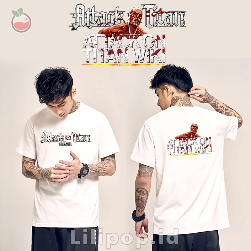 Kaos Tshirt  Pria Attack on Titan Baju Distro Basic Lengan Pendek Cowok Kasual Lilipop