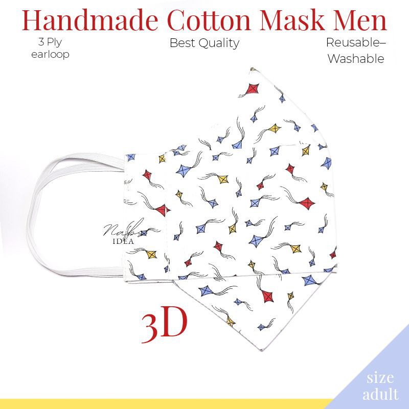 Handmade 3D Mask/Masker Kain Katun 3D Pria
