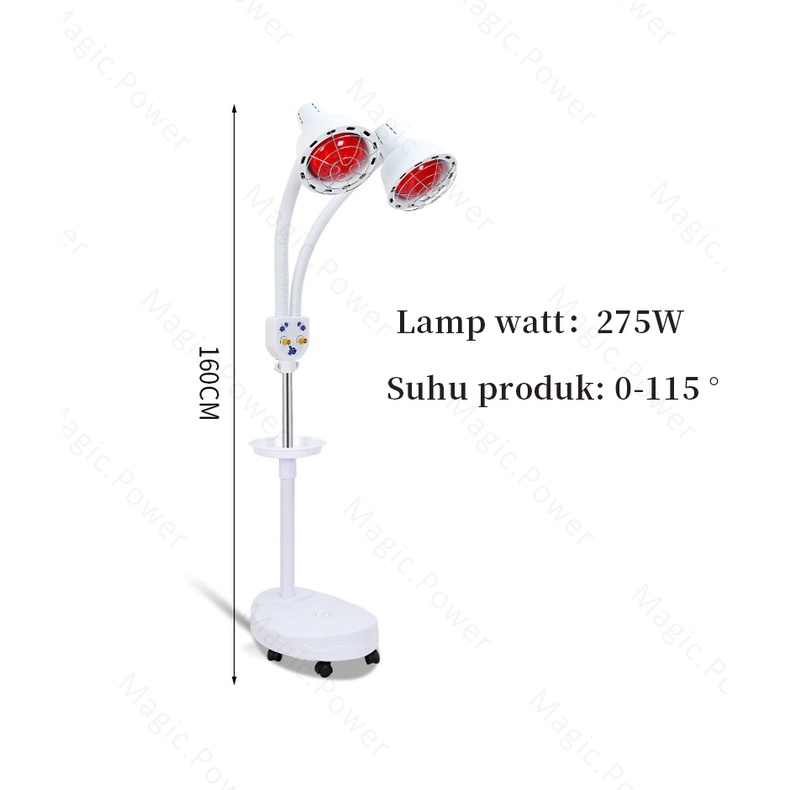 Lampu fisioterapi inframerah kepala ganda Alat fisioterapi lampu terapi sinar infra red infrares lantai standing lantai roda