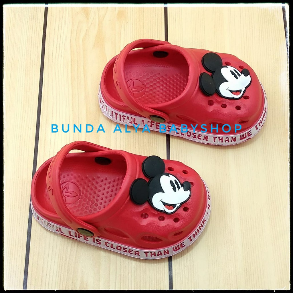 Sendal Anak Laki Usia 1 2 3 4 5 6 Tahun Lucu Karet Elastis - Sepatu Sandal Anak Cowok Karet MERAH Size 18-29 Karet Anti Licin