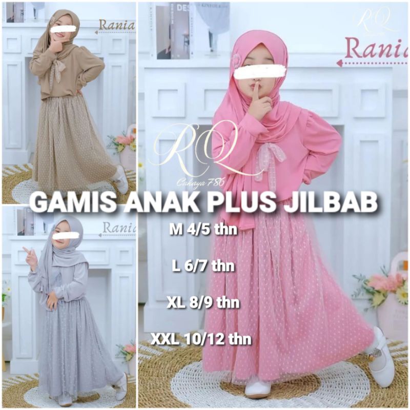 Rania kids Series Gamis anak Perempuan Terbaru Ukuran Usia 3 sampai 12 tahun