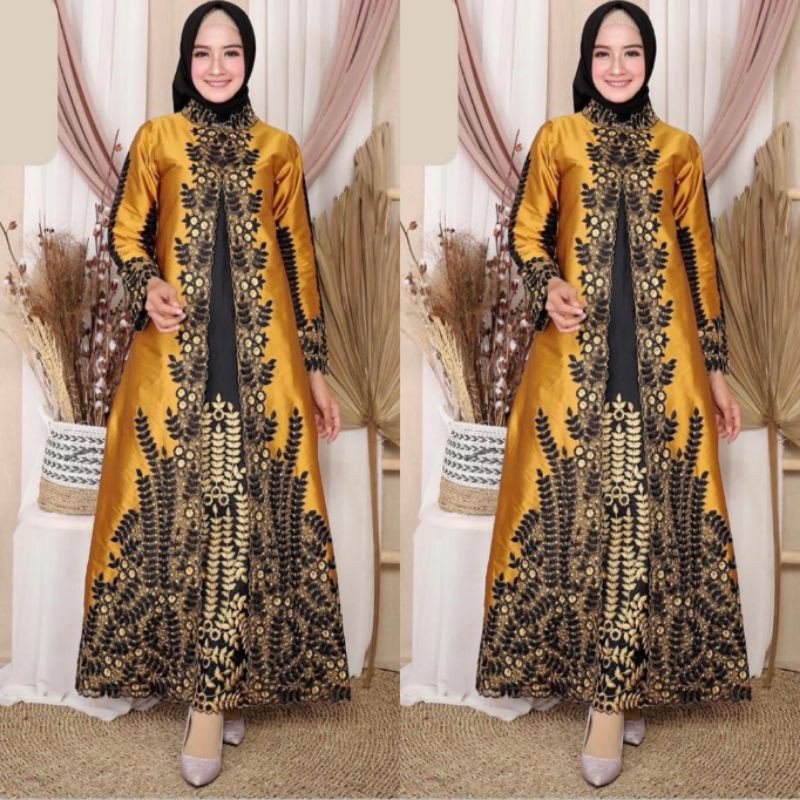 Gamis Mouza pelangi Jaya original bahan tafetta bordir-E
