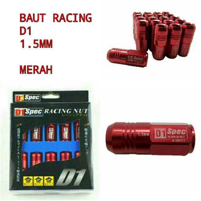 Baut Racing D1 Spec Lugnut 1.5MM Merah
