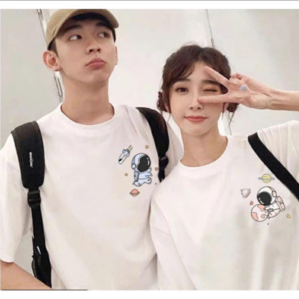 KAOS COUPLE MINI ATRONAUT KAOS CEWE COWO SIZE M - XL - KAOS HALUS PREMIUM