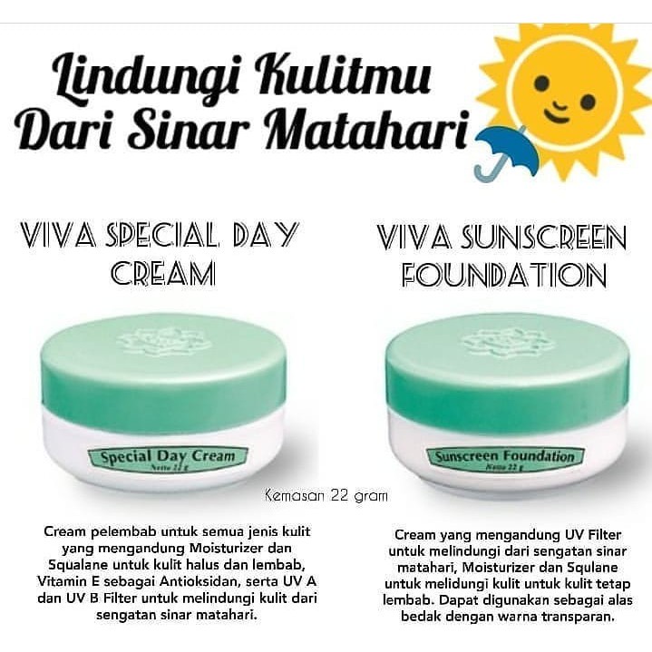 VIVA Special Day Cream Pelembab wajah sinar matahari UV Filter 22g (KIM)