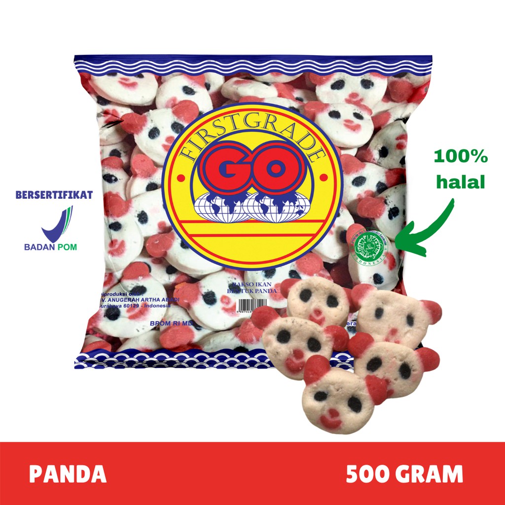 [FROZEN FOOD GO] BAKSO IKAN BENTUK PANDA ISI 35 (500 GRAM) MAKANAN INSTAN NUGGET SOSIS BPOM HALAL