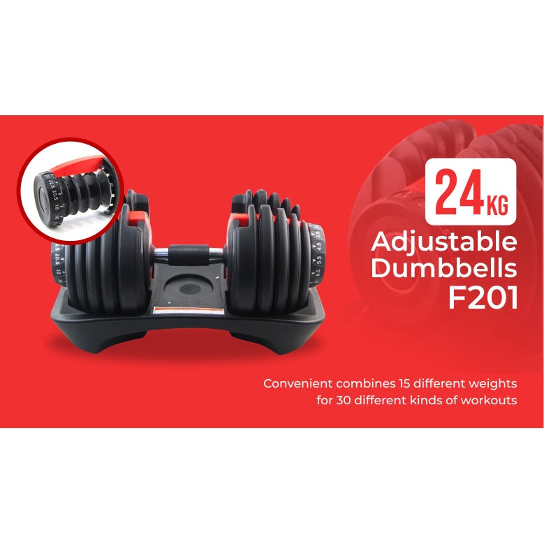 DUMBBELL SET 24 KG F201+BESI PEGANGAN PLUS KUNCI/BARBELL SET VARIAN BEBAN 1-24 KG SATU SET ALAT - TEKNO KITA